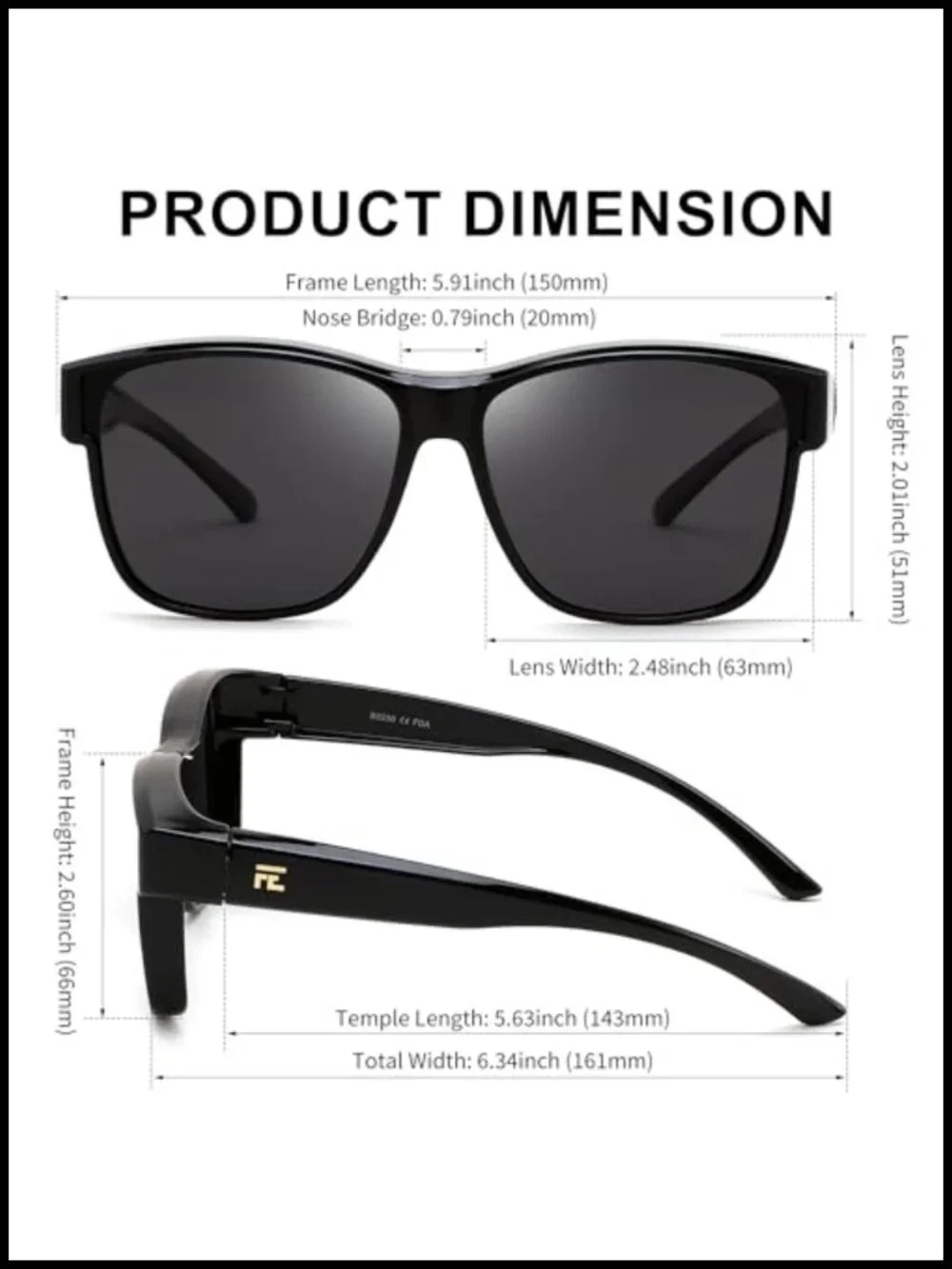 Large Fit Over Glasses Polarized Oversized Square Sun Glasses UV400 Protection